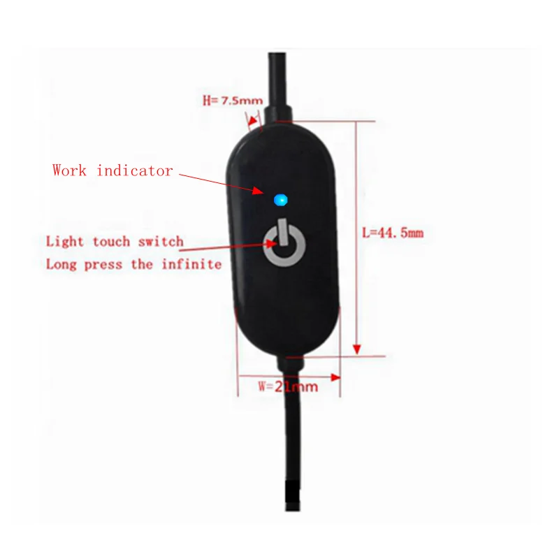 5~12V manual touch ON/OFF switch on the inline line with indicator light