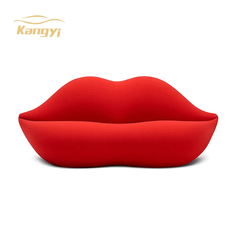High Quality Fabric Upholstery Living Room Sofas Furniture Design Red Lips Shaped Bocca Sofa