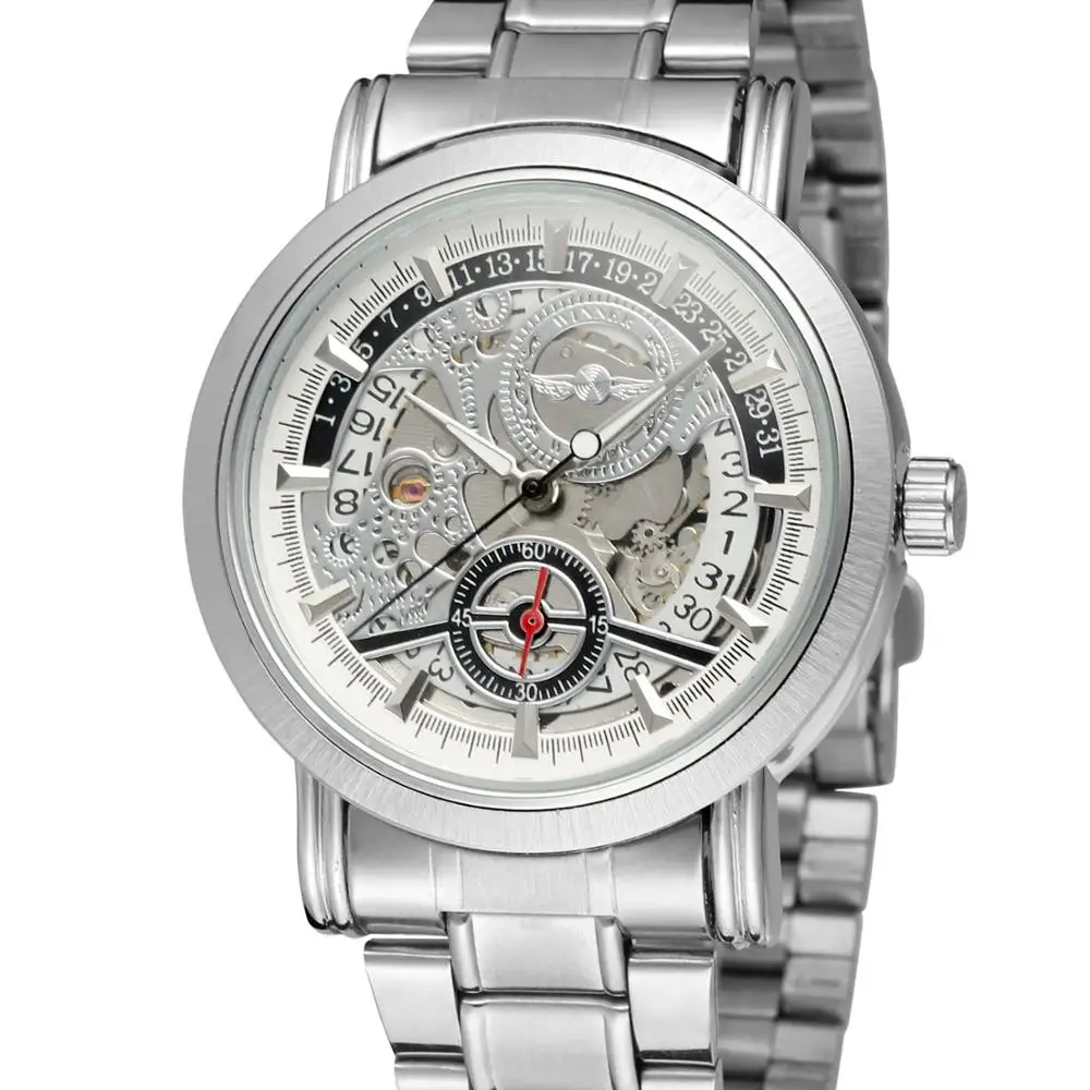 Wrist Watch Forsining Winner Luxury For Men Case Casual Skeleton automatic Steel Stainless Band watch