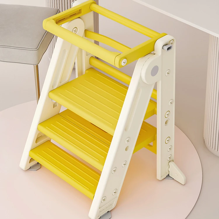 Children standing tower mini toddler home exercise foldable plastic kids kitchen 3 baby step stool with handle