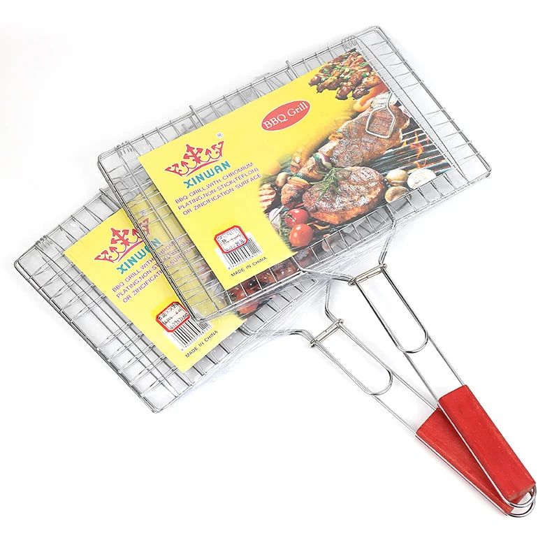 Barbecue Grilling Net Bbq Wire Mesh Square Grill Hamburger Grid Vegetable Basket