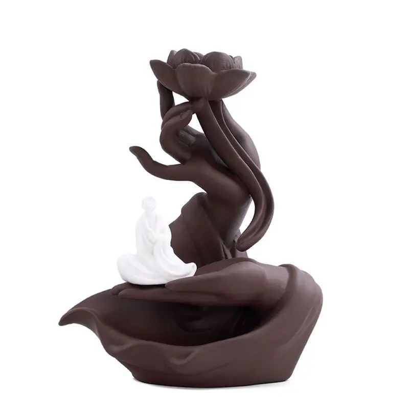 Backflow Incense Holder Waterfall Incense Sticks Censer Handmade Ceramic Home Decor Gift Statue