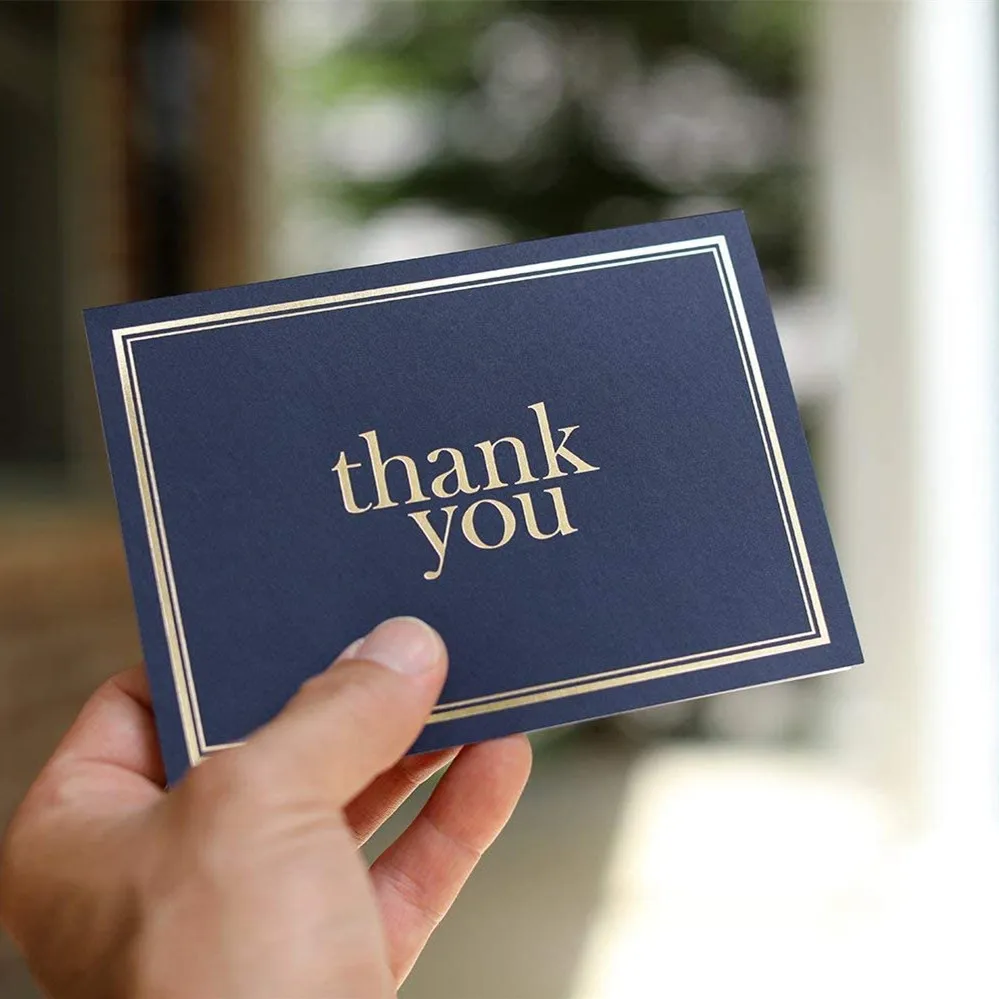 Cheap Wholesale Price Free Design Card Packs Navy Blue Business cards and Thank You Cards with Custom Logo
