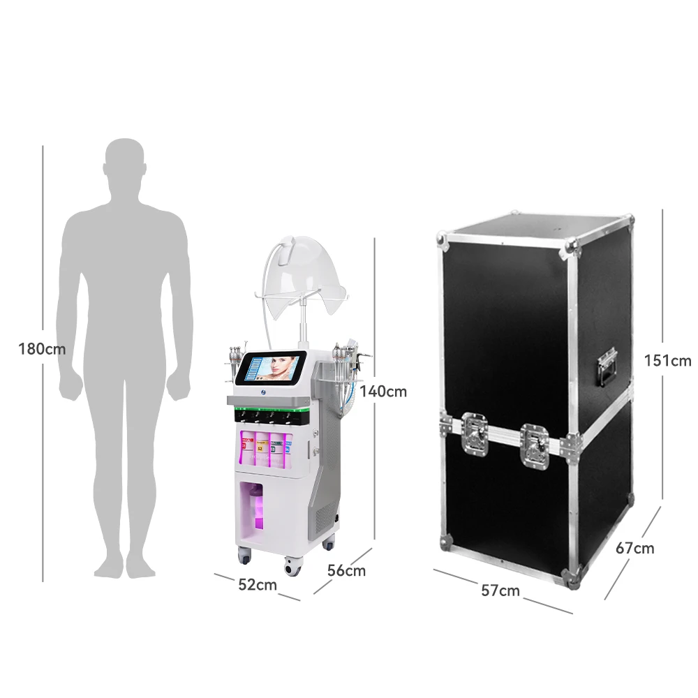 2+12 IN 1 Oxygen Therapy Facial Machine Portable Spray Gun Dome Mask Face Care Anti-aging Skin Rejuvenation Beauty Equipment