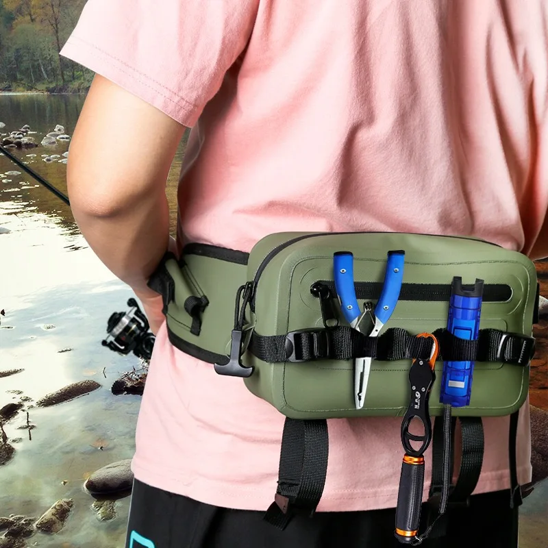 Versatile Green PVC Tarpaulin Canvas Seat Box Waist Bag for Outdoor Sports Hiking Cycling Camping Fishing Lure Storage Case Pack