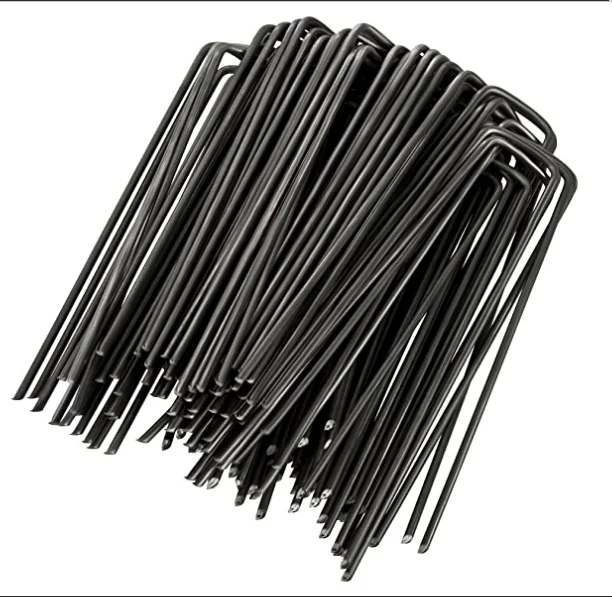 GardenMate 50-Pack 6' 11 Gauge Heavy-Duty U-Shaped Garden Securing Stakes/Spikes/Pins/Pegs - Sod Staples for Anchoring Weed Bar