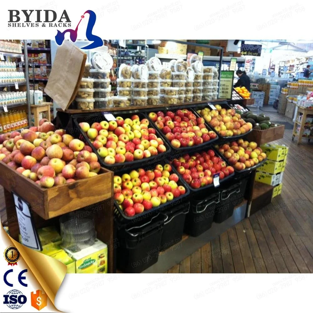 Supermarket vegetable and fruit display rack for store