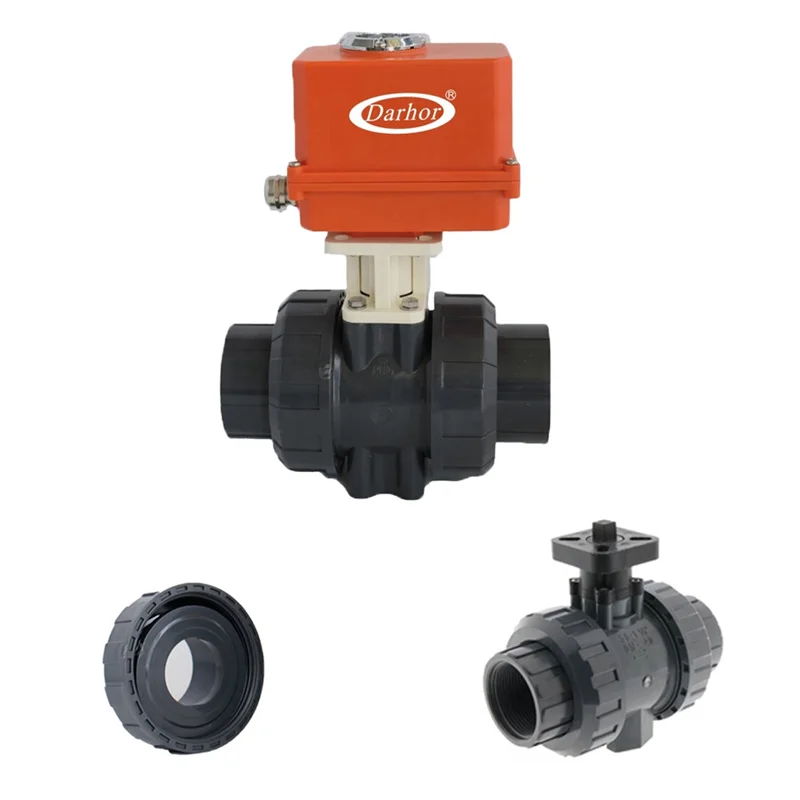 2 way manufacture PVC electric clamp ball valve double union 24v 220v