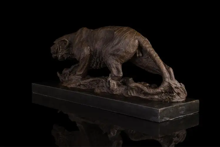 Indoor Decoration Bronze Tiger Statue Wild Animal Tigress Sculpture Chinese Zodiac Copper Figurine Statuette Business Gift