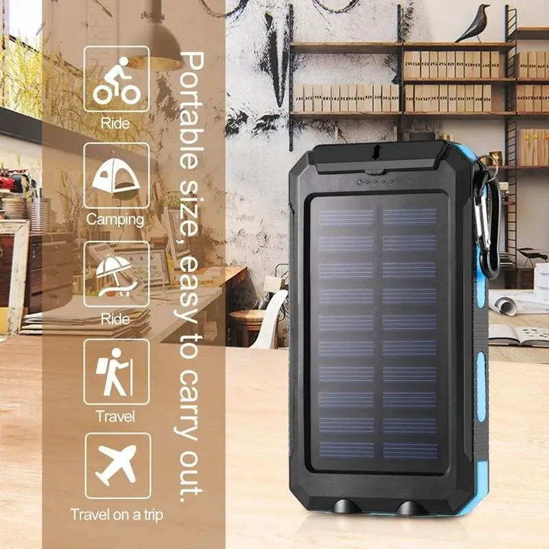 IP67 IPX6 Waterproof Solar Power Bank 20000mah Solar charger waterproof 10000mah 8000mah power bank portable for cell