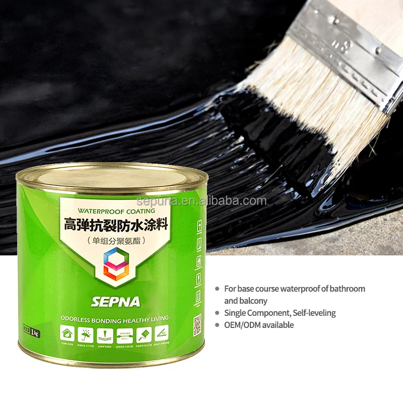 Sepna single component self leveling white pu waterproofing coating paint for kitchen bathroom balcony roof swimming pool