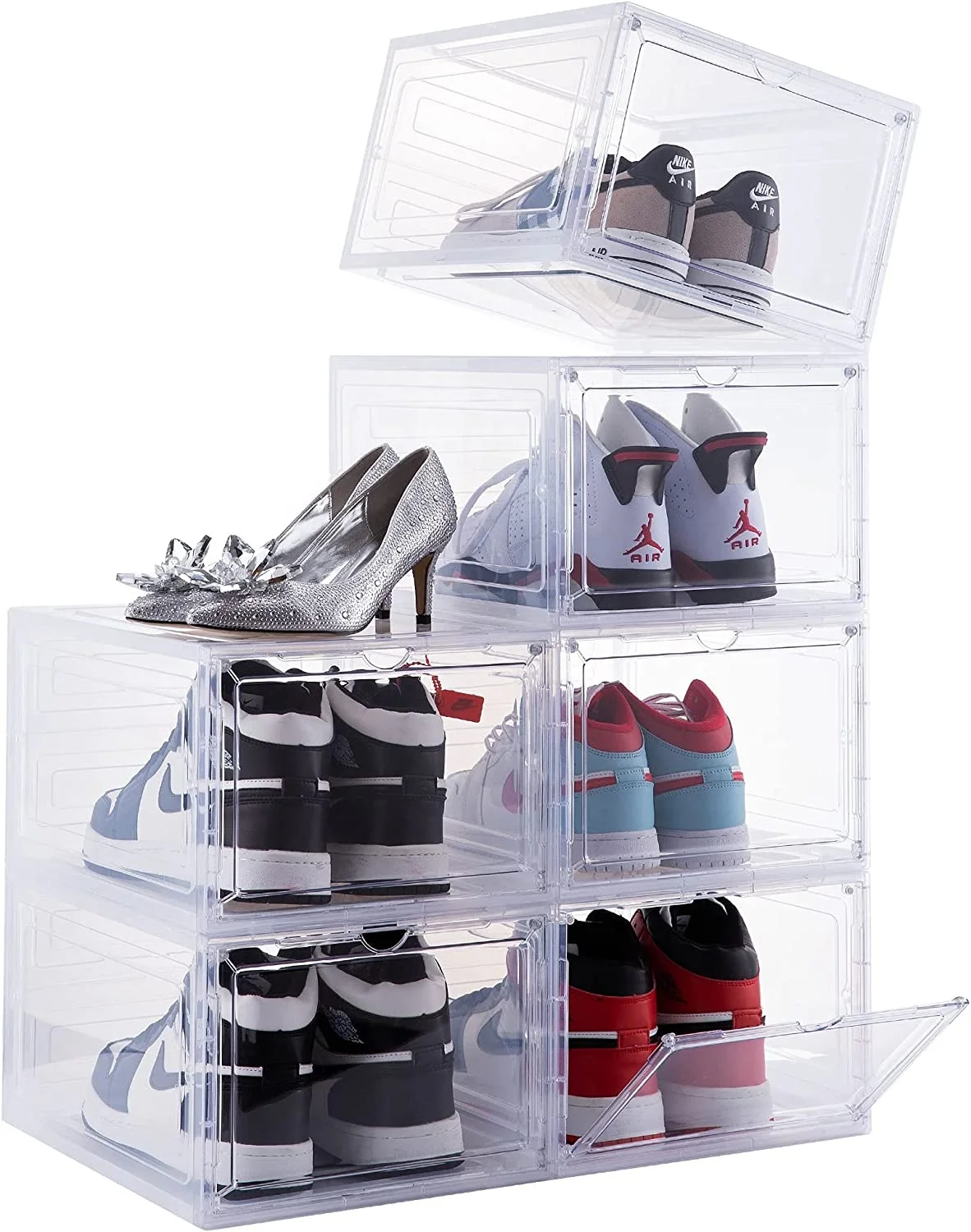 high quality Shoe Boxes Clear Plastic Stackable Shoe Storage Boxes with Lids Drop Front Shoe Boxes for Sneaker Storage Display