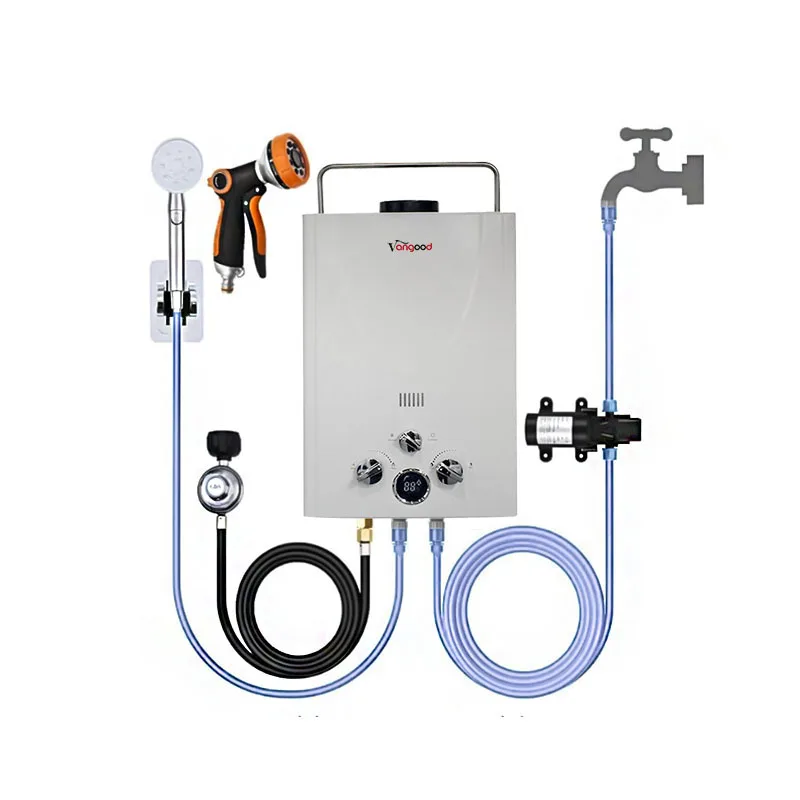 RV Outdoor Digital Display Instant LPG Gas Hot Water Shower For Camping