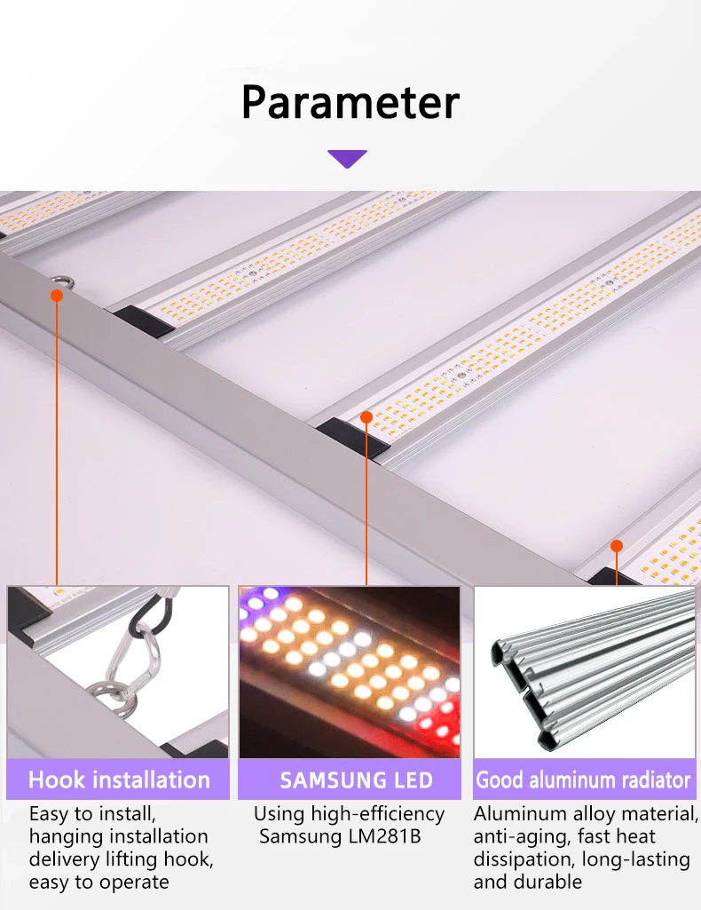 7Magic Foldable LED Grow Light 4*6ft1000W Full Spectrum Grow Light 10/12 Bars For Indoor Grower with EU/US/AU/UK Plug