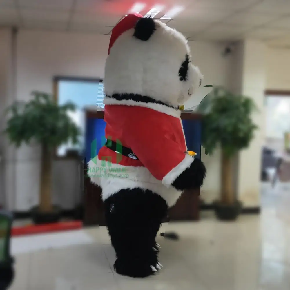 Fast Shipping In stock Christmas Panda Costume Walking Moving Cartoon Inflatable Mascot Costume