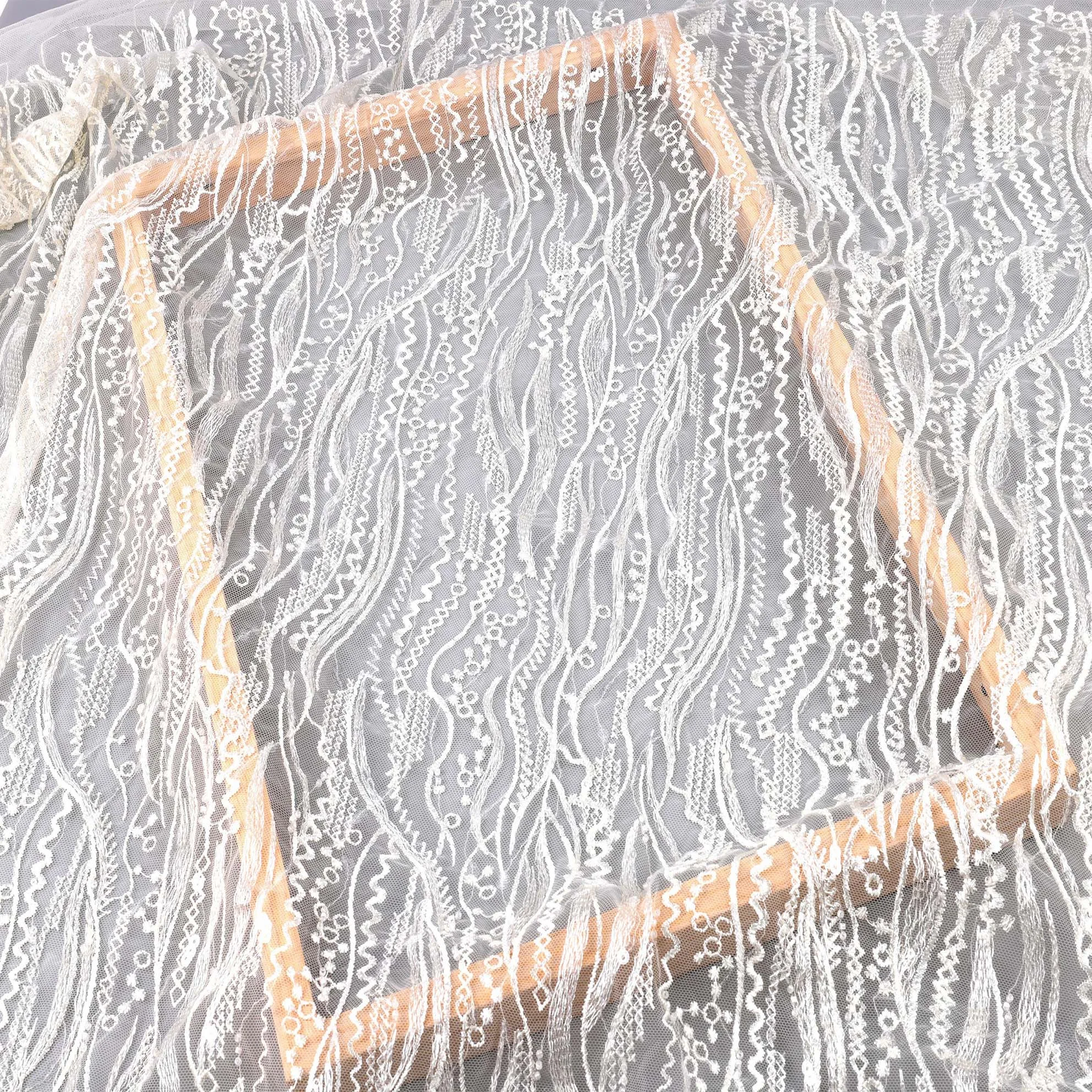 
Sequence fabric luxury french tulle mesh wedding dress bead sequin embroidered fabric 