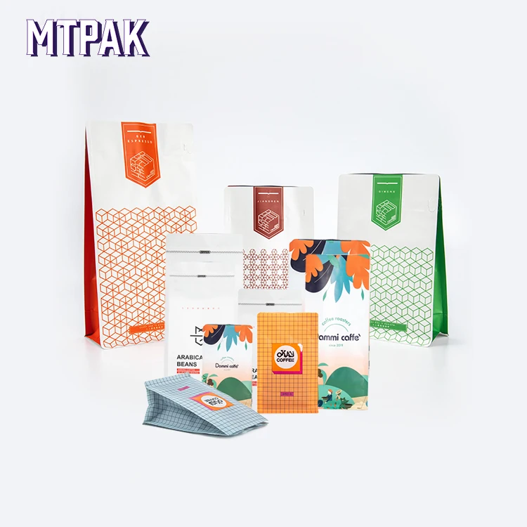  Экологичный матовый специальный дизайн фольгированный мешочек упаковка черные кофейные пакеты с