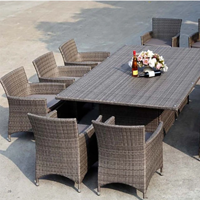 Уличная мебель, квадратный обеденный стол из ротанга, плетеная уличная мебель