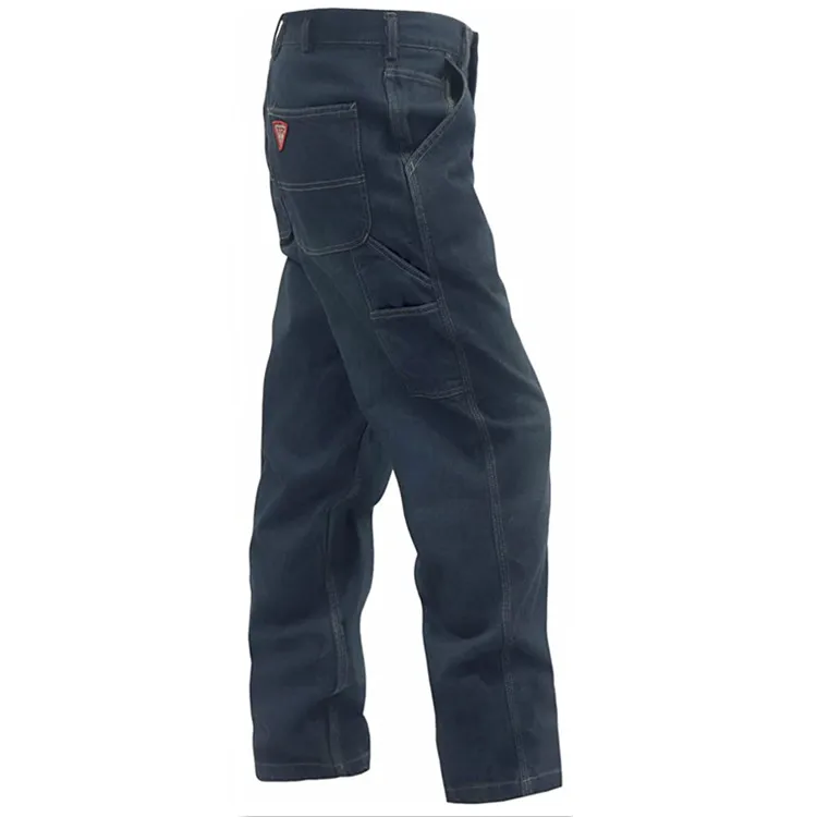 Cotton 11.5OZ fire retardant bottom pants NFPA 2112 FRC CAT2 arc flash safety dark blue denim trousers flame resistant jeans