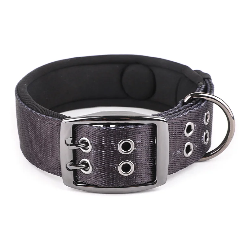 New pet products neoprene padded custom rubber logo adjustable nylon metal pin buckle large dog training  collar