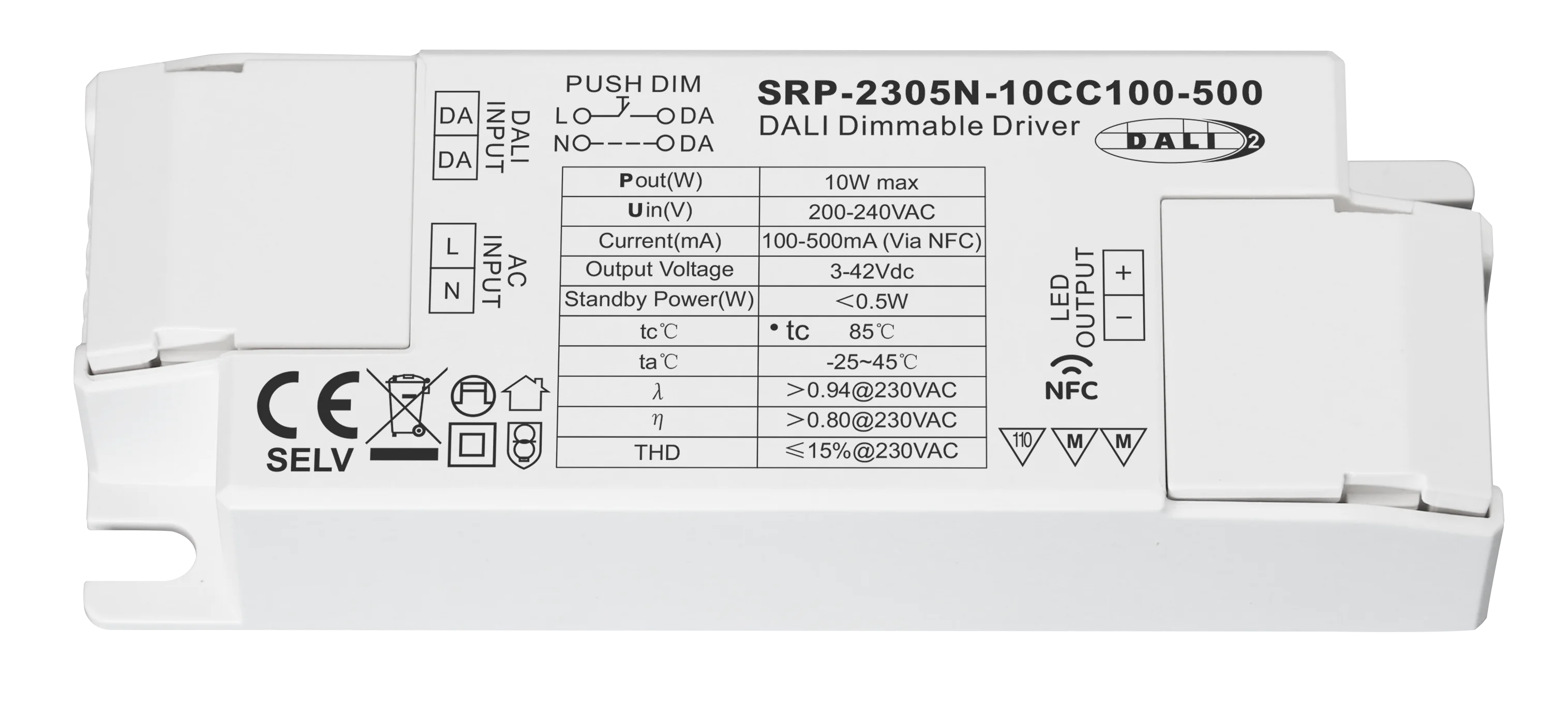 Sunricher 10W DALI DT6 NFC Dimmable LED Driver With DALI Address/Group/Scene Setting via NFC Program Tool.