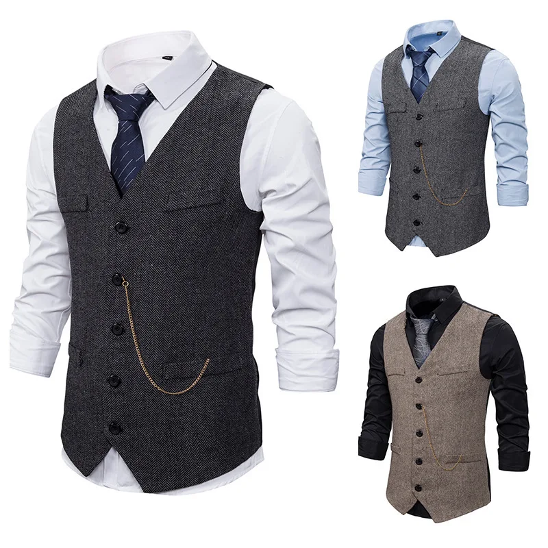 
Polyester and cotton made high quality men wedding suit vest for sale 