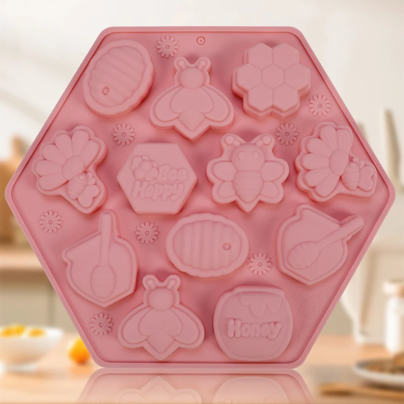 Trending products new arrivals hexagon honey bees silicone cake molds for handmade chocolate molds baking moulds