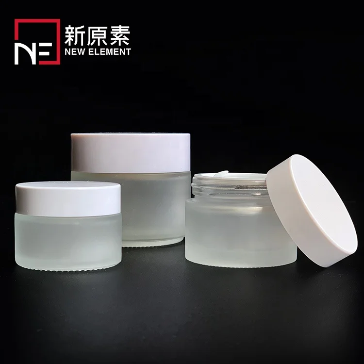 high end wholesale 5g 10g 15g 20g 30g 50g 100g white lid frosted glass cosmetics jar for cream