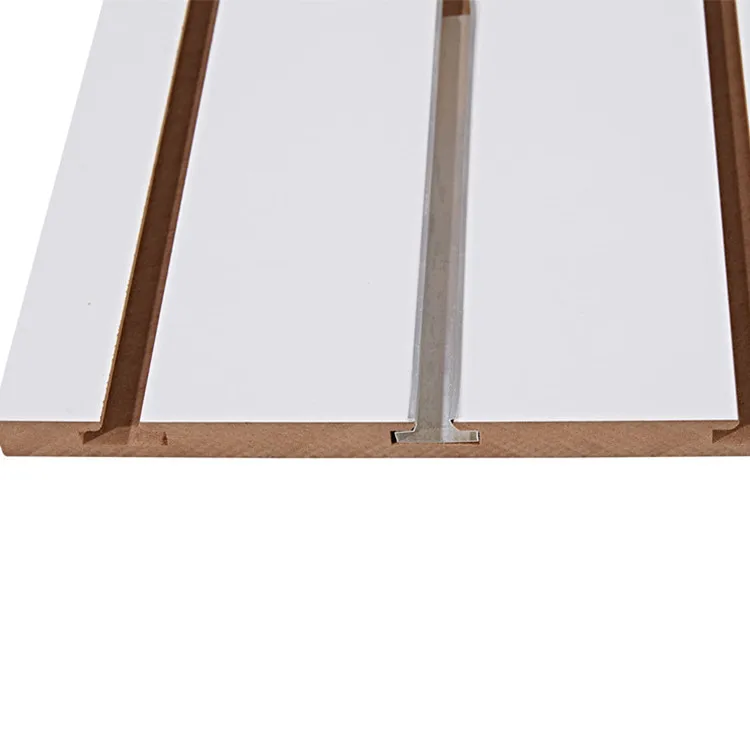 White Melamine Mdf Board Grooved Laminated Slotted Melamine Wall Panel For Hotel And Mall
