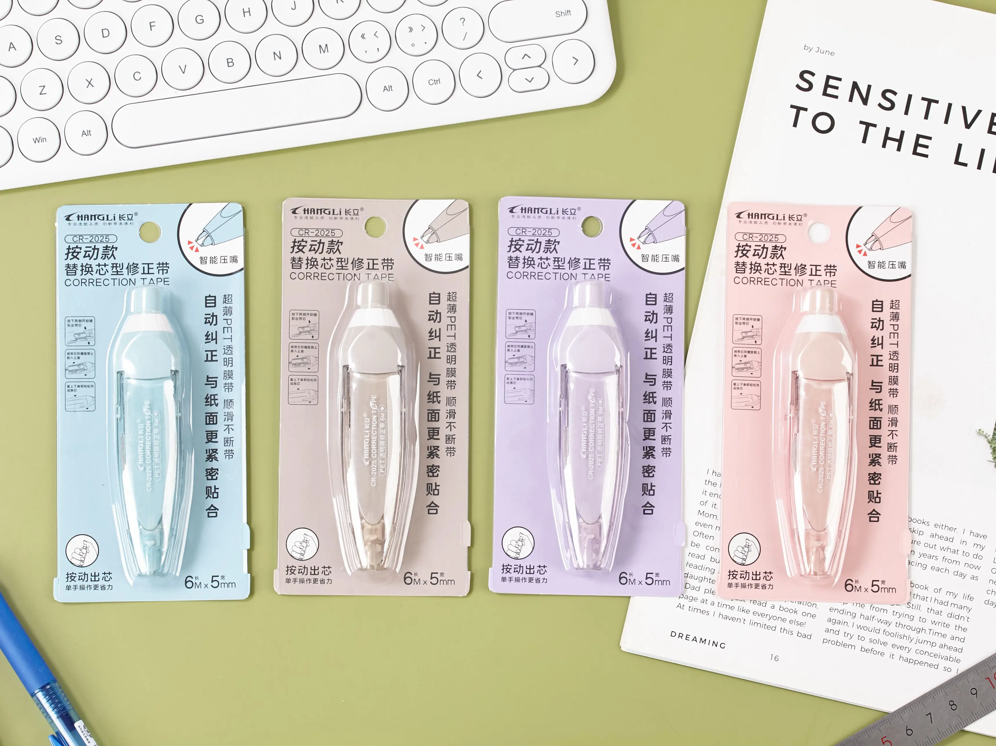 New Press Type Pen Style custom stationery Correction tape student corrector transparent  Refill whiteout correction Tape