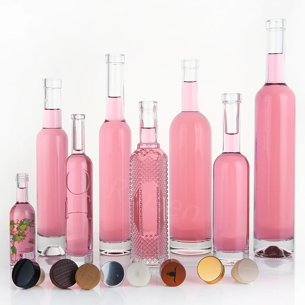 200 Ml 375 Ml 500 Ml 750 Ml Factory Manufactured Glass Vodka Bottle Glass Bottle for Whiskey Beverage Liquor Bottle with Cork