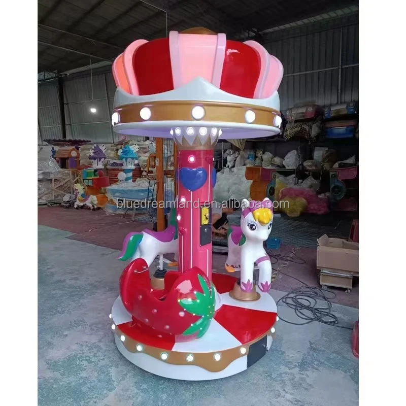 Factory Wholesale indoor/outdoor 3 seats mini carousel kiddie rides children carousel kids merry go round for sale