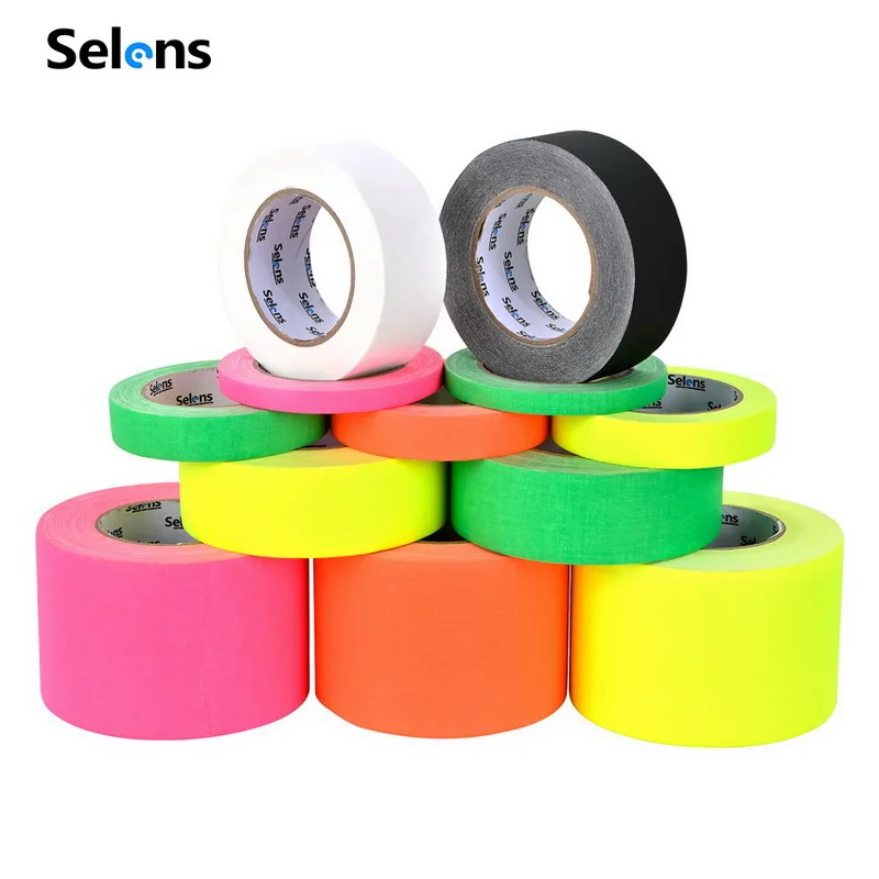 Selens UV Tape 96mmX46M Reactive Fluorescent Cloth UV Black Light Stage Tape for Photography studio photo props DIY decoration