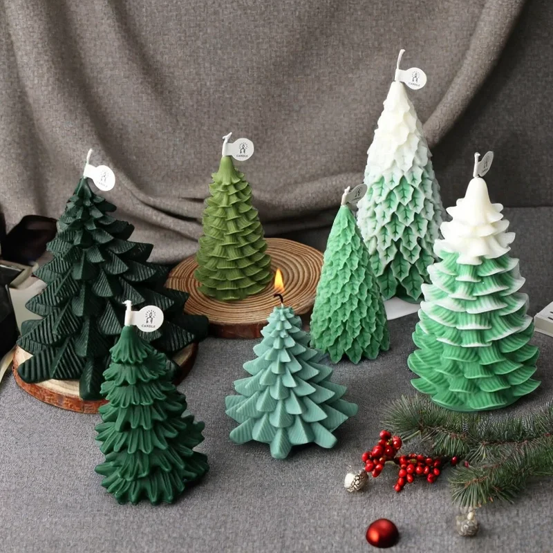 DUMO 3D Christmas silicone mold DIY Christmas tree candle molds Christmas decoration tools
