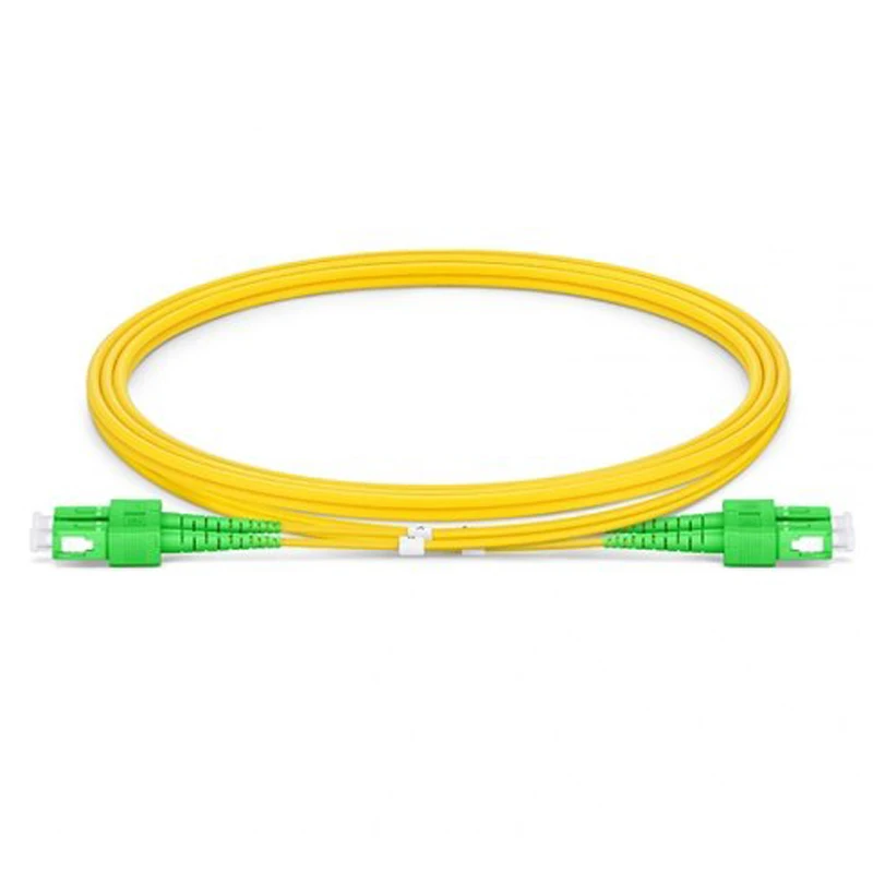 SC/APC to SC/APC Duplex sm 9/125 yellow fiber optic patch cord for 5G telecommunication