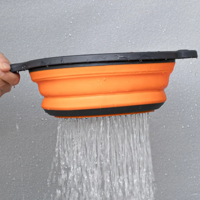 Wholesale  Folding Kitchen Strainer Collapsible Fruit And Vegetable Draining Storage Basket With Hanging Handle