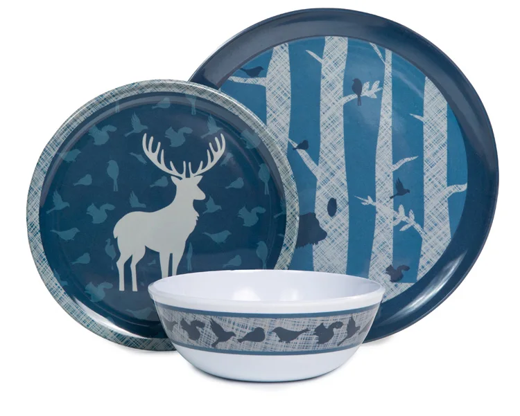 XMAS Dinnerware setsensemble de vaisselle dinar set melamine, bowl plate 12pce set professional hotel dinnerware dark blue