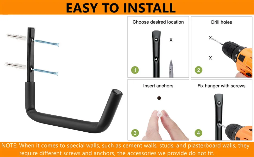 Storage Hooks Heavy Duty Indoor Outdoor Storage Hooks Hangers Wall Mount Garage for Ladders Tools Bikes Hangers