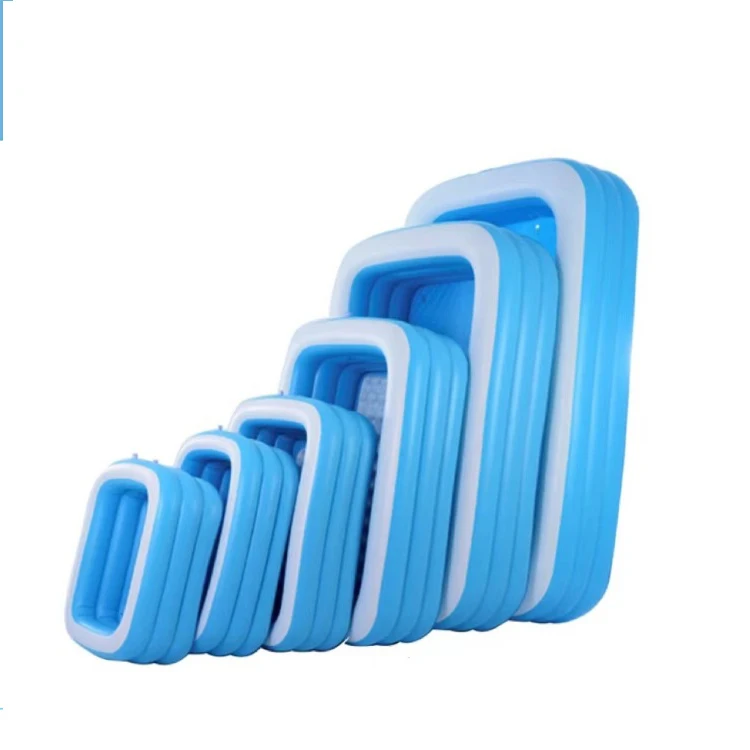 Rectangular blue white children PVC lounge swimming kids water pools outdoor home large inflatable pool