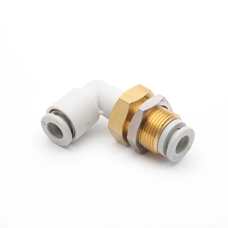 
KQ2LE series pneumatic connector bulkhead connector baffle elbow for external thread 