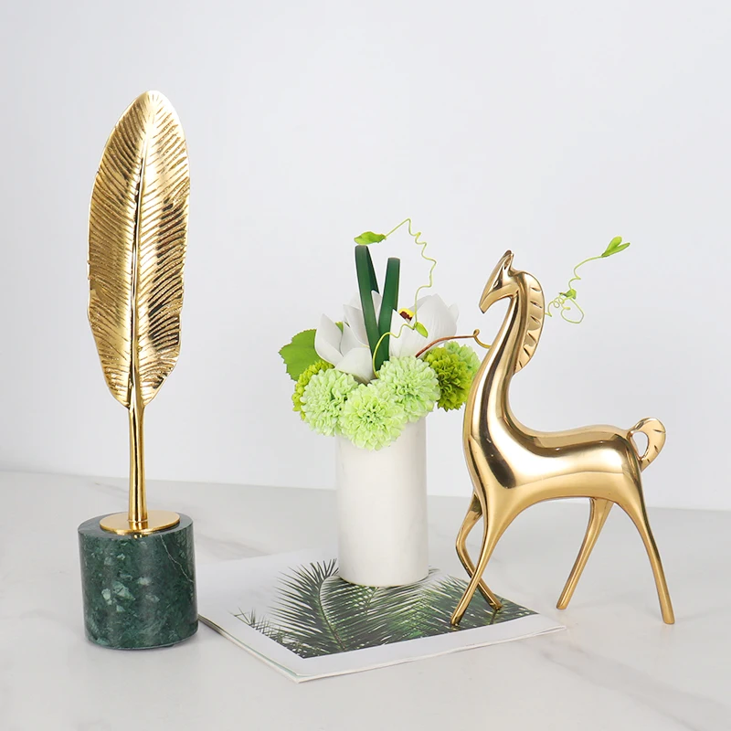 Manufacturers sell marble pure copper leaf ornaments gracefully other home hotel villa decoration accessories