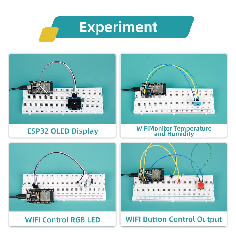 KUONGSHUN Basic Starter Kit for ESP32 ESP-32S WIFI I OT Development Board Learning Kit Other Educational Toy for Arduino