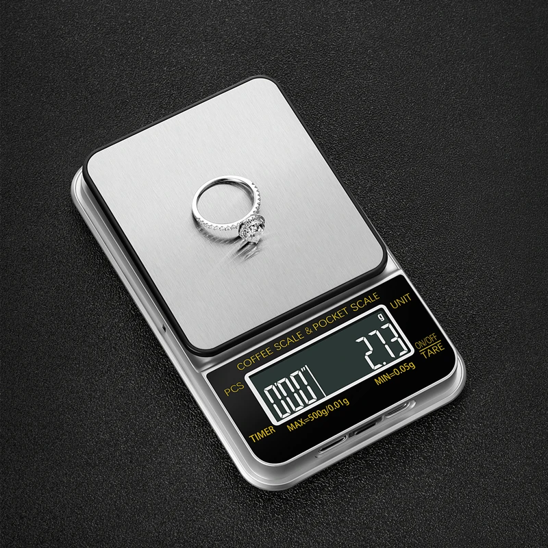 1000 x 0.1g Mini Coffee Scale Timer Digital Gram Scale Tare Function Gold Jewelry Scale LCD Screen
