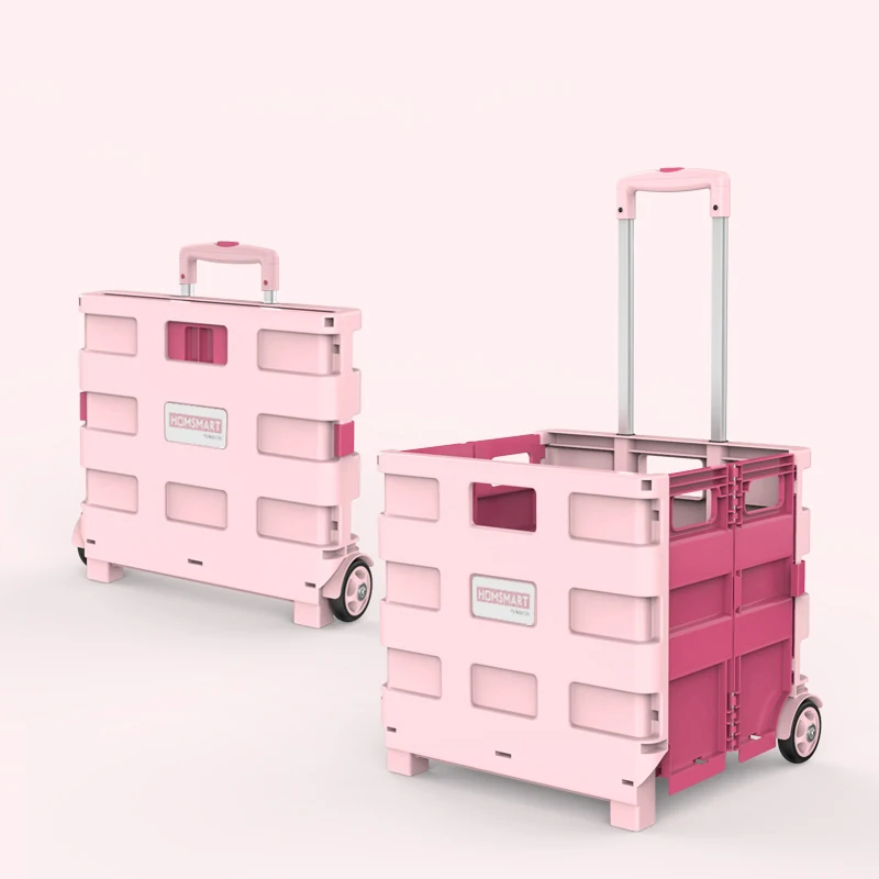 High Quality Large Heavy Duty Light Shopping Lightweight Folding Cart Supermarket Trolley Plastic Four Wheel Trolley 3kg 100cm