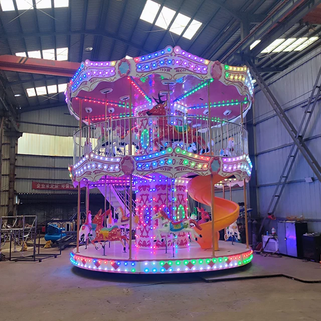 New-designed Luxury Double Deck Amusement Park Carnival Equipment Kids and Adults Fun Fair Ride Merry Go Round Carousel for Sale