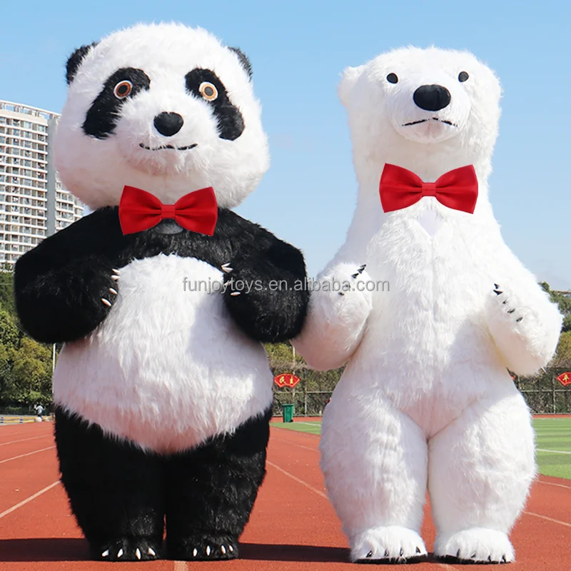 2/2.6/3m Big Inflatable Polar Bear Adult Costume Full Body Blow Up Walking Mascot Outfit for Entertainment Fancy Dress