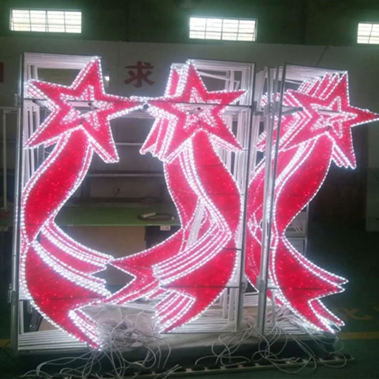 Christmas Street Pole Light Star Led Rope Pole Motif Lights Outdoor Decorative Lamppost Lights