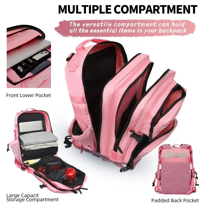 Hot Selling Tactic Multiple Color 900D 25 35 liters Waterproof Molle Gym Bag Mochila Sports Pink Tactical Backpack