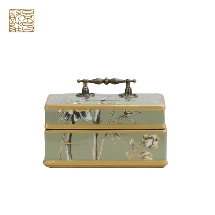 wholesale antique style green porcelain ginger jar chinese painting ceramic temple jar