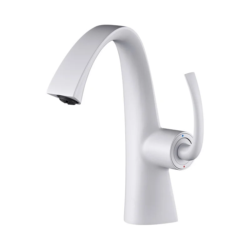 Brass New Arrival Milk White Hot and Cold Basin Faucet Brushed Gold for Kitchen and Bathroom Use
